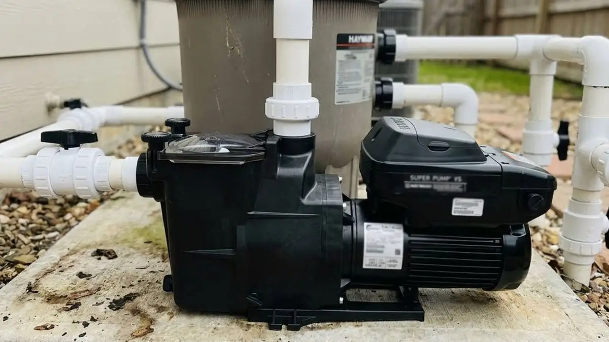 Variable-speed pool pump and equipment on a Riverside, CA pool pad